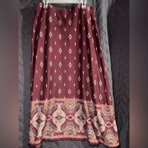 Red A-Line Pleated Maxi Skirt for Resort Wear